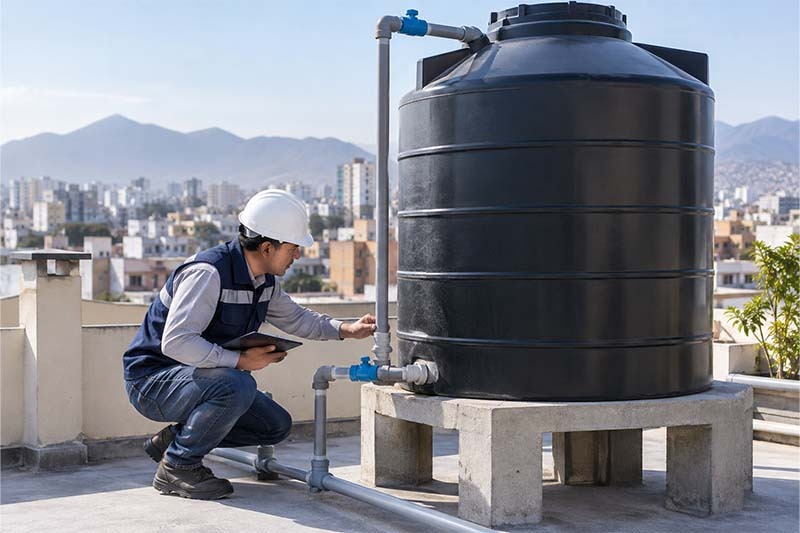 Inspección de tanque elevado y sus conexiones de agua
